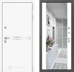 Дверь Лабиринт (LABIRINT) Лайн White Зеркало Максимум Белый софт