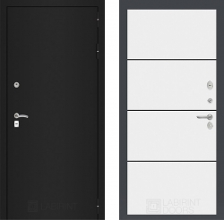 Дверь Лабиринт (LABIRINT) Classic шагрень черная 25 Белый софт