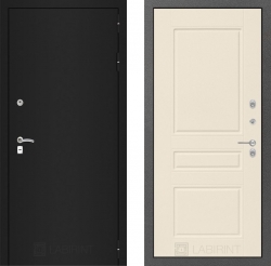 Дверь Лабиринт (LABIRINT) Classic шагрень черная 03 Крем софт