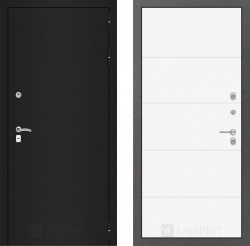 Дверь Лабиринт (LABIRINT) Classic шагрень черная 13 Белый софт