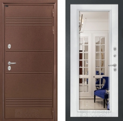 Дверь Лабиринт (LABIRINT) Термо Лайт Зеркало Фацет с багетом Белый софт