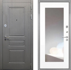 Дверь Интекрон Брайтон Графит ФЛЗ-120-М Зеркало Белый матовый