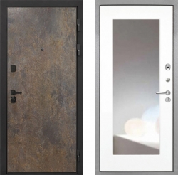 Дверь Интекрон Профит Black Гранж ФЛЗ-120-М Зеркало Белый матовый