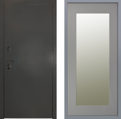Дверь Заводские двери Эталон 3к антик серебро Зеркало Модерн Грей софт