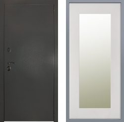 Дверь Заводские двери Эталон 3к антик серебро Зеркало Модерн Белый софт
